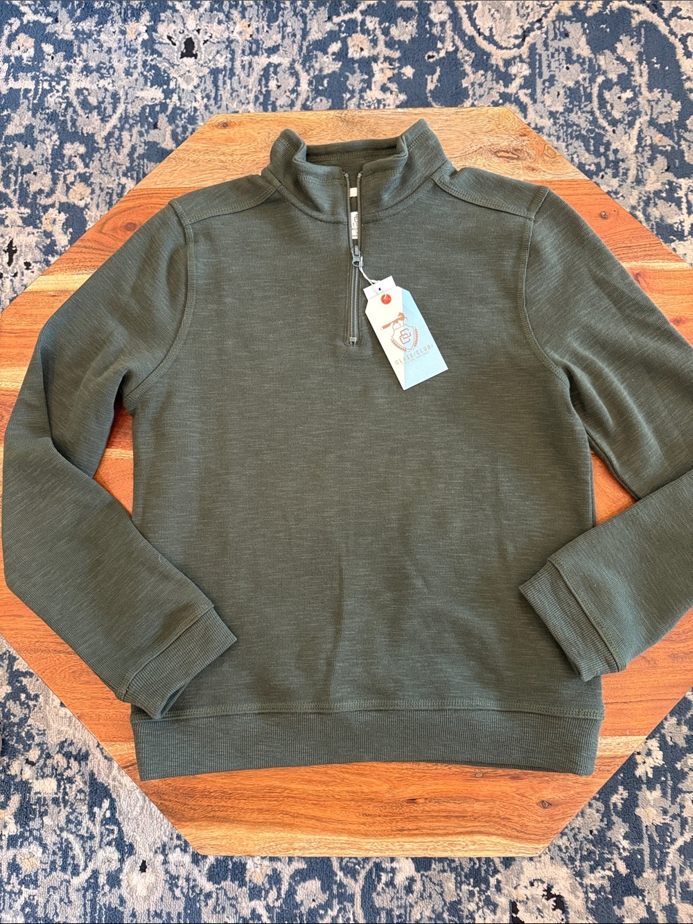 Boy’s Olive Green Quarter-Zip Sweater